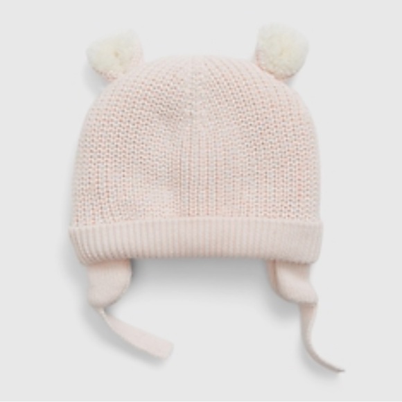 GAP Baby Sherpa-Lined Bear Beanie (3-6 M) Barely Pink - Picture 1 of 1
